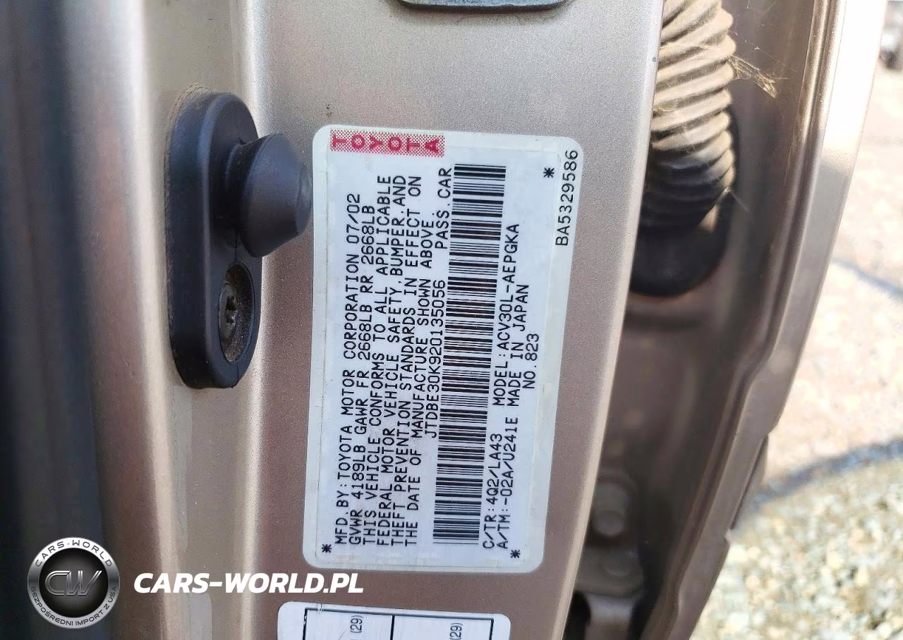 2002 Toyota Camry Xle VIN:JTDBE30K920135056 - 12