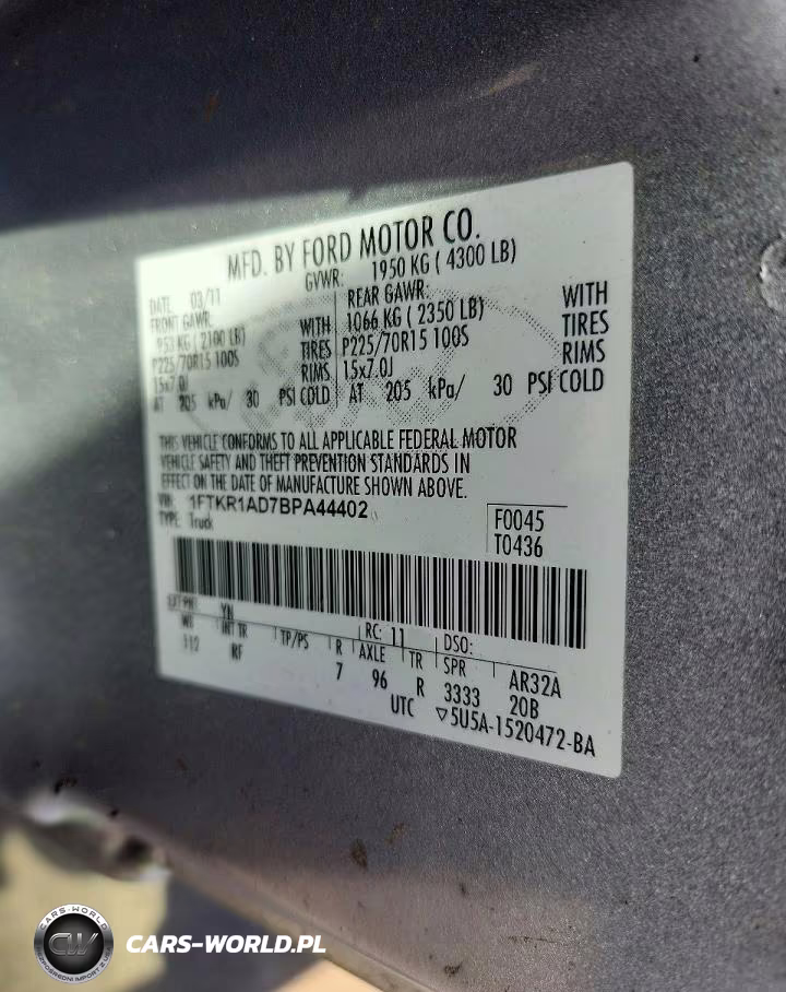 2011 Ford Ranger VIN:1FTKR1AD7BPA44402 - 12