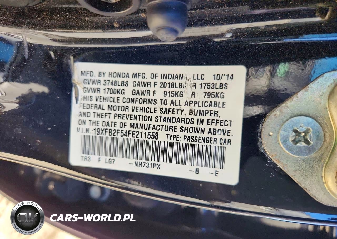 2015 Honda Civic Lx VIN:19XFB2F54FE211558 - 12
