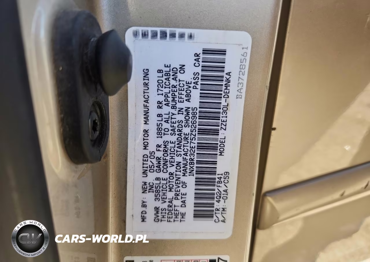 2005 Toyota Corolla Le VIN:1NXBR32E75Z526985 - 12