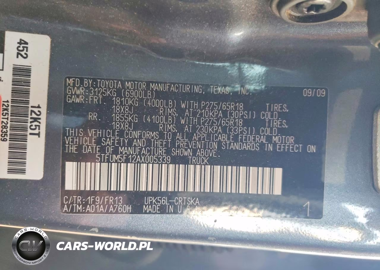 2010 Toyota Tundra Double Cab Sr5 VIN:5TFUM5F12AX005339 - 12