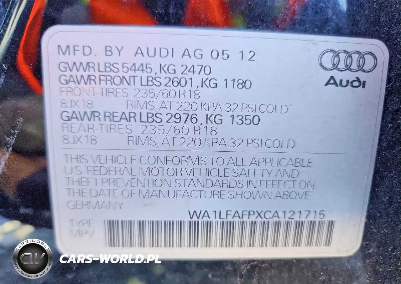 2012 Audi Q5 Premium Plus VIN:WA1LFAFPXCA121715 - 12