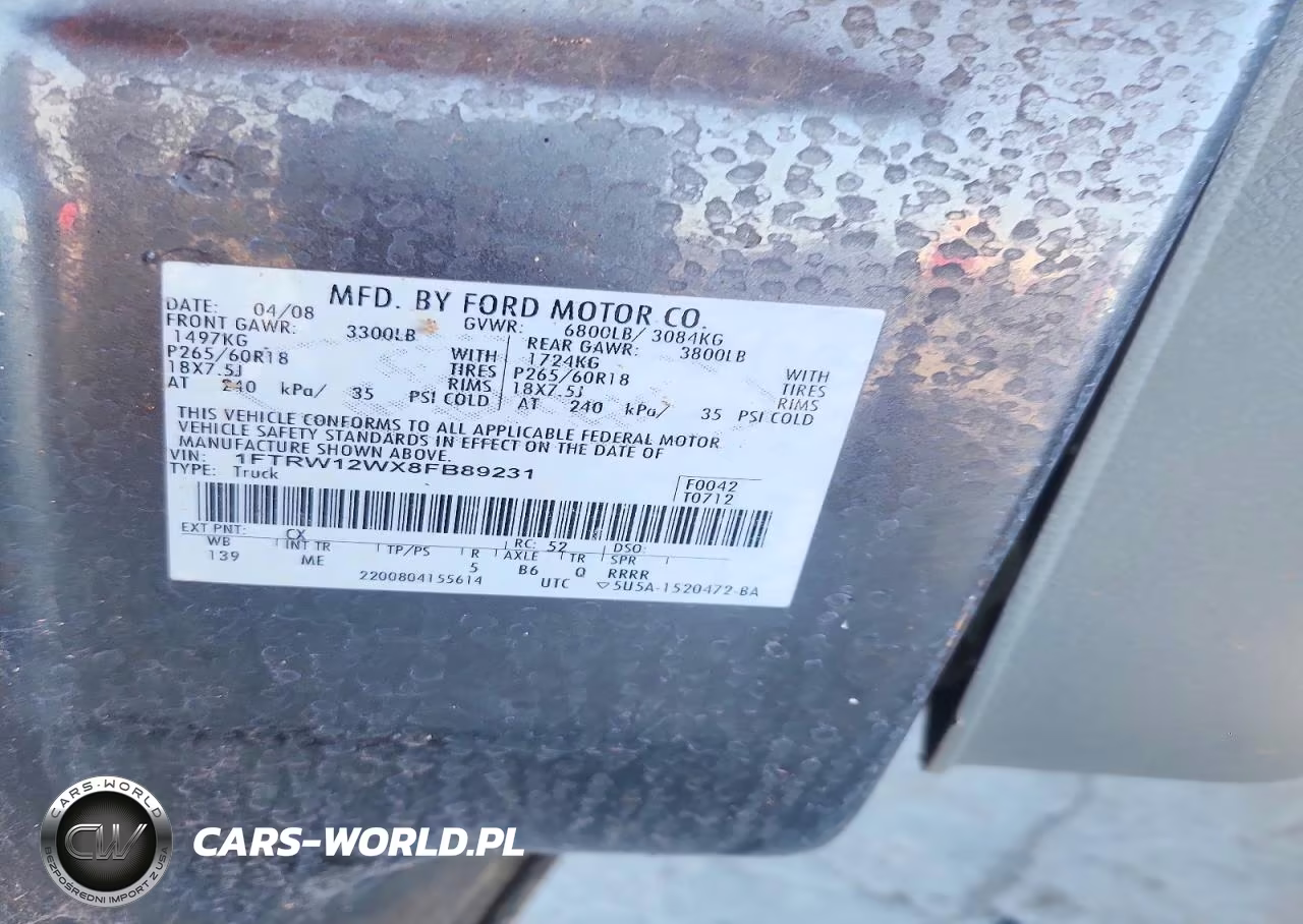 2008 Ford F150 Supercrew VIN:1FTRW12WX8FB89231 - 12