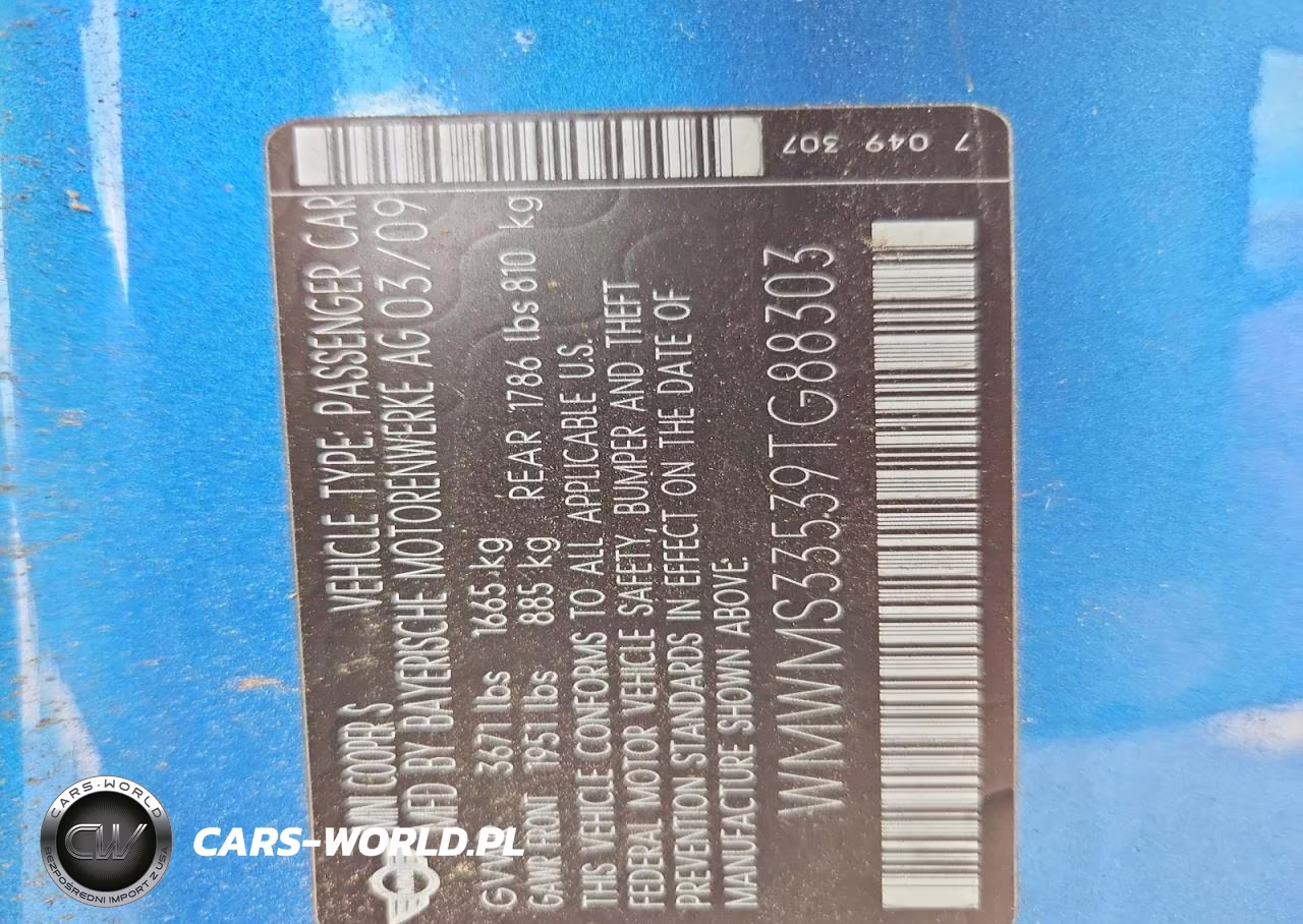 2009 Mini Cooper S VIN:WMWMS33539TG88303 - 12