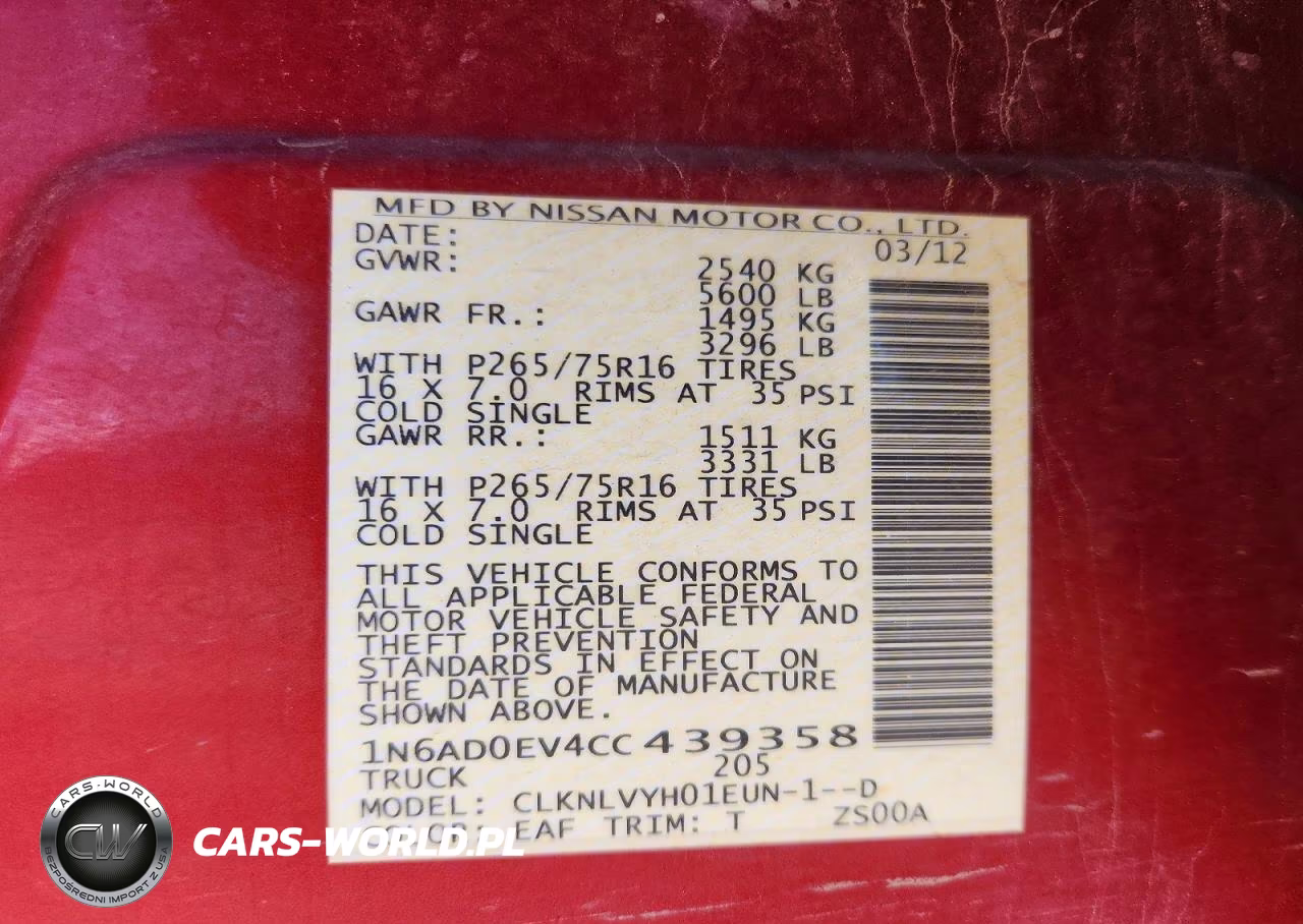 2012 Nissan Frontier S VIN:1N6AD0EV4CC439358 - 12
