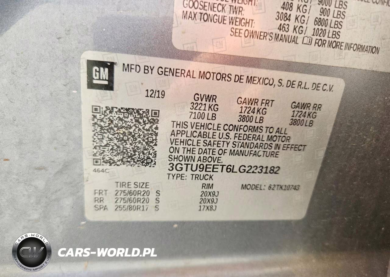 2020 GMC Sierra K1500 At4 VIN:3GTU9EET6LG223182 - 12