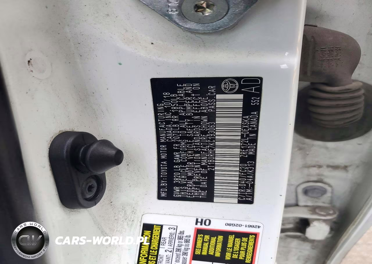 2019 Toyota Corolla Se VIN:2T1BURHE7KC193063 - 12