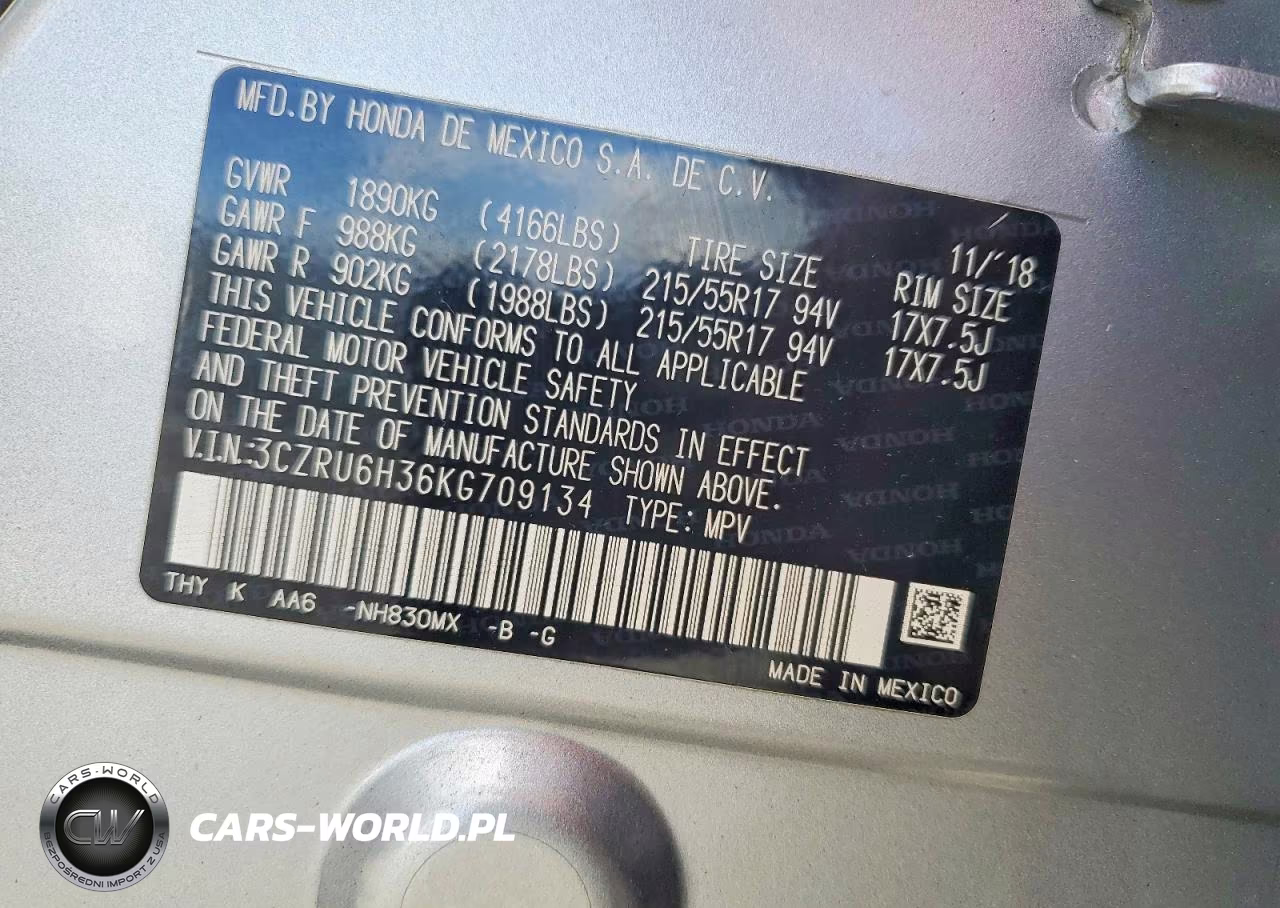 2019 Honda Hr-V Lx VIN:3CZRU6H36KG709134 - 13