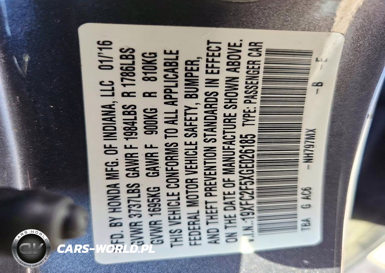 2016 Honda Civic Lx VIN:19XFC2F5XGE026185 - 12