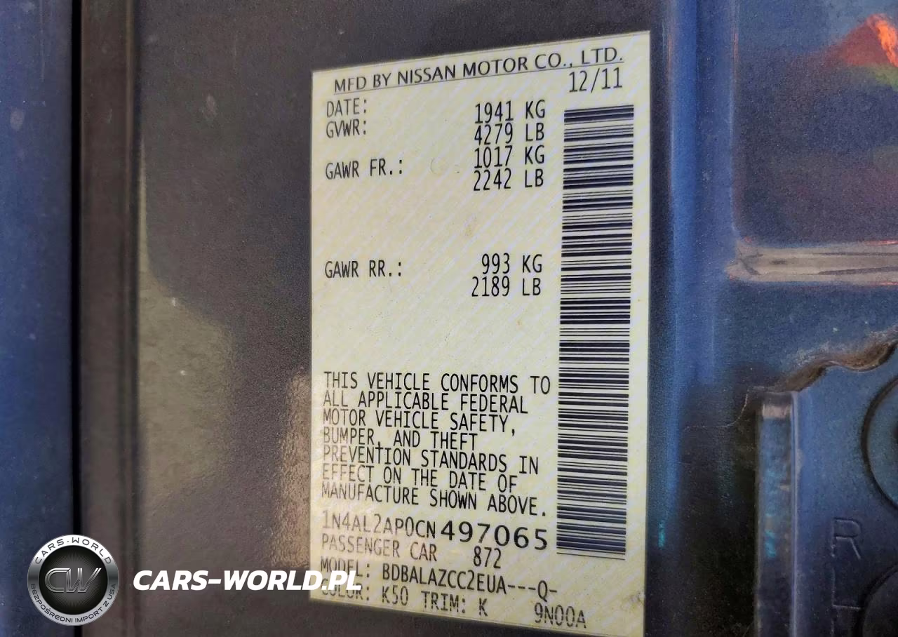 2012 Nissan Altima 2.5 VIN:1N4AL2AP0CN497065 - 12