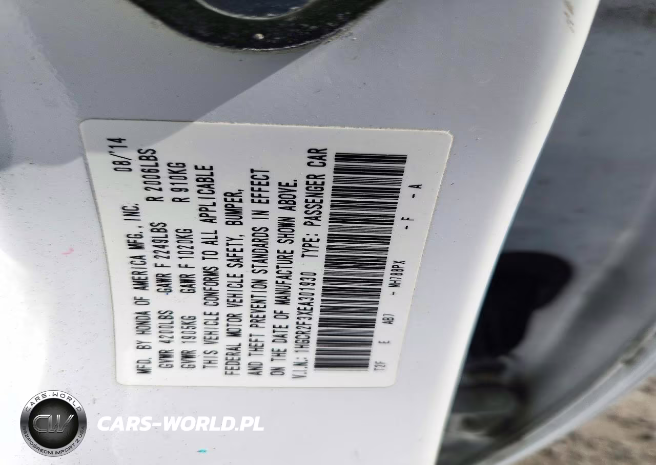 2014 Honda Accord Lx VIN:1HGCR2F3XEA301930 - 12