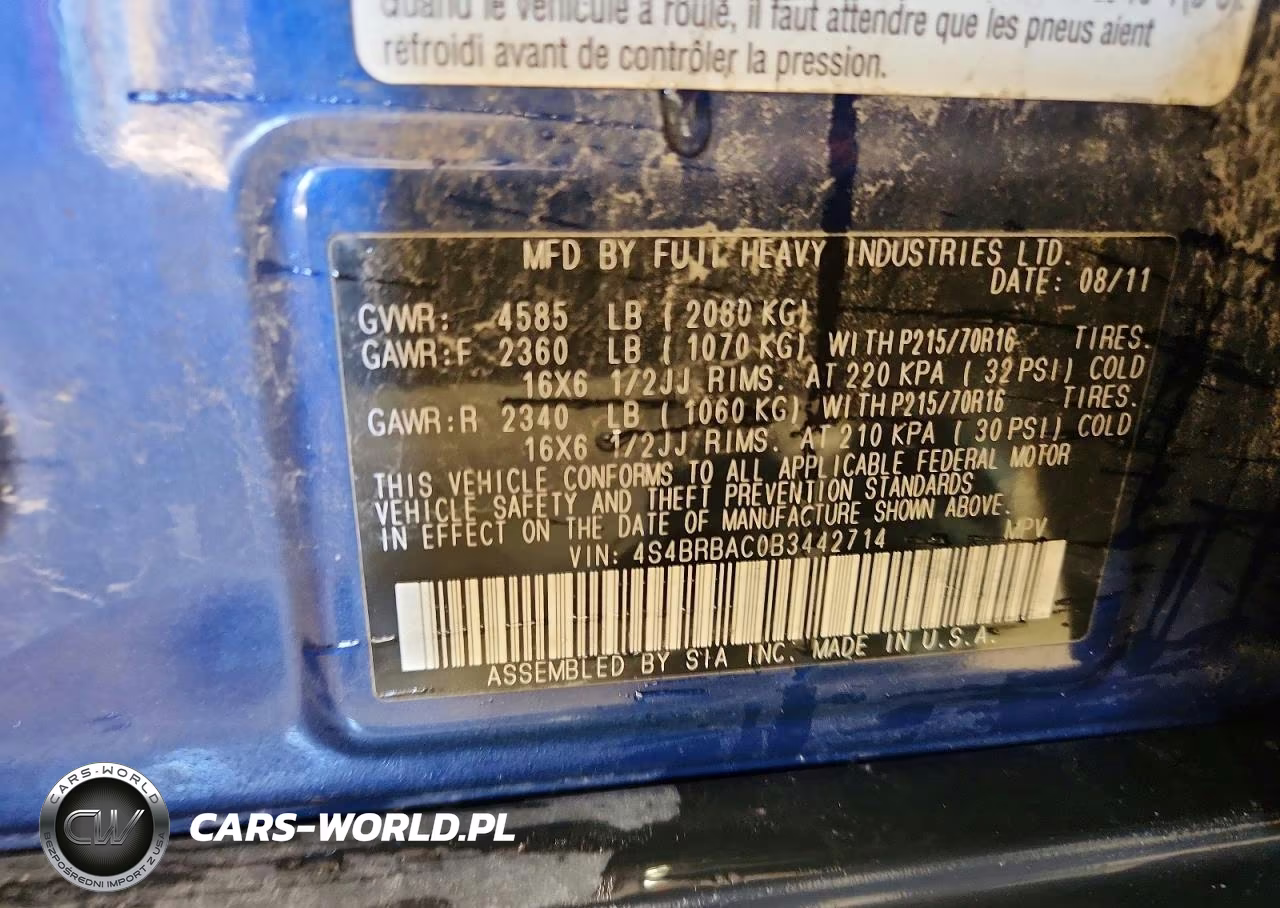 2011 Subaru Outback 2.5I VIN:4S4BRBAC0B3442714 - 13