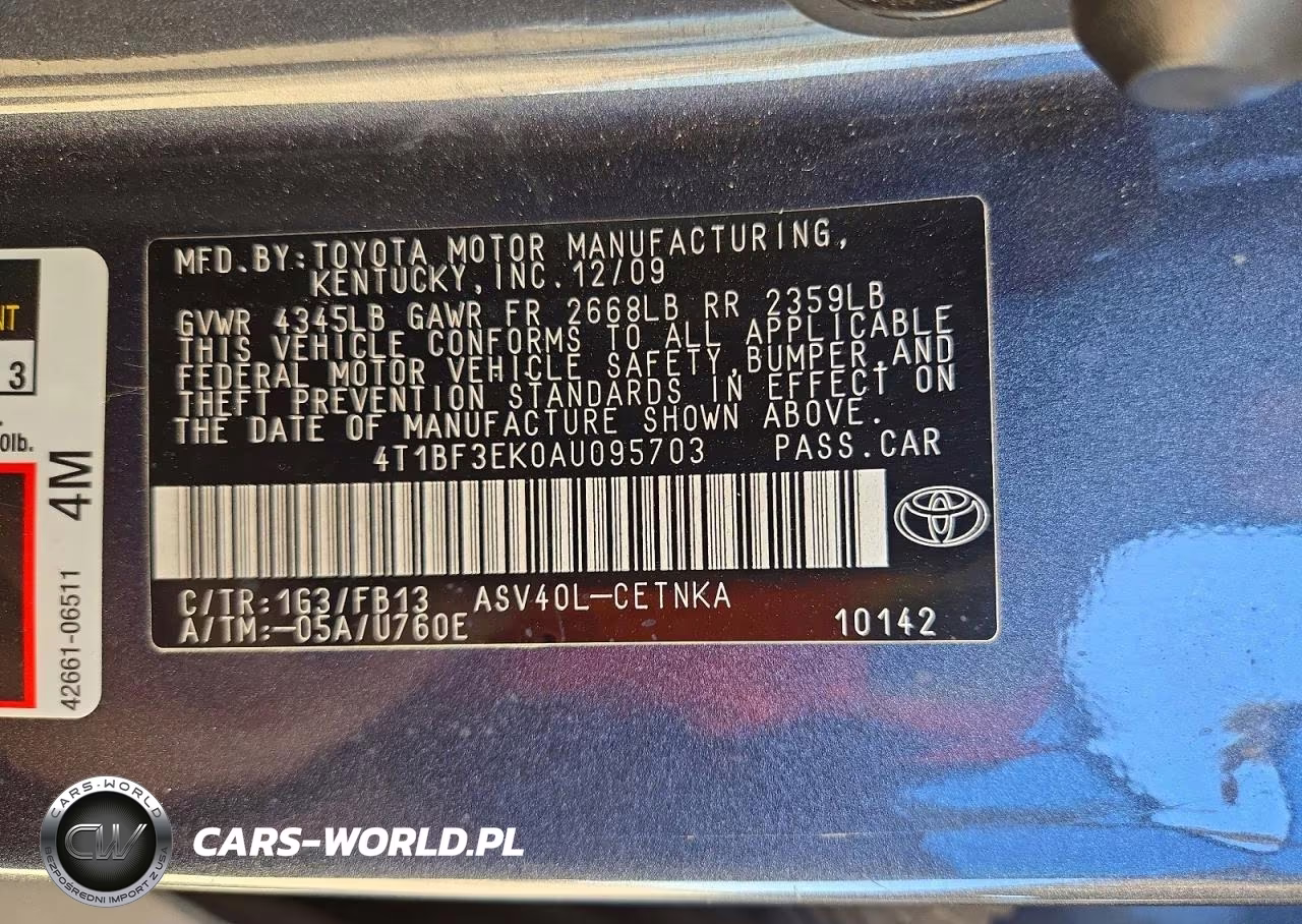 2010 Toyota Camry Le VIN:4T1BF3EK0AU095703 - 13