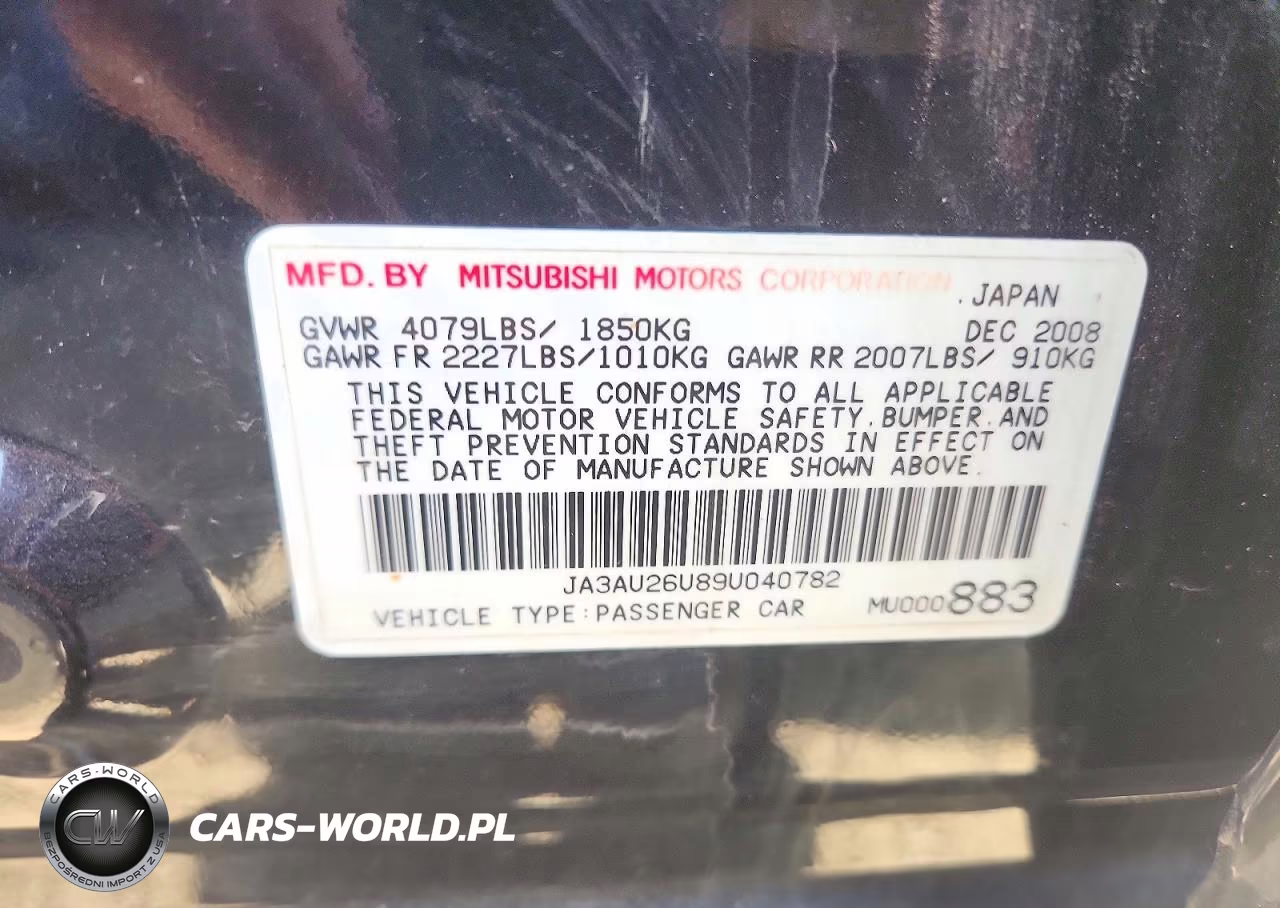 2009 Mitsubishi Lancer Es-Es Sport VIN:JA3AU26U89U040782 - 12