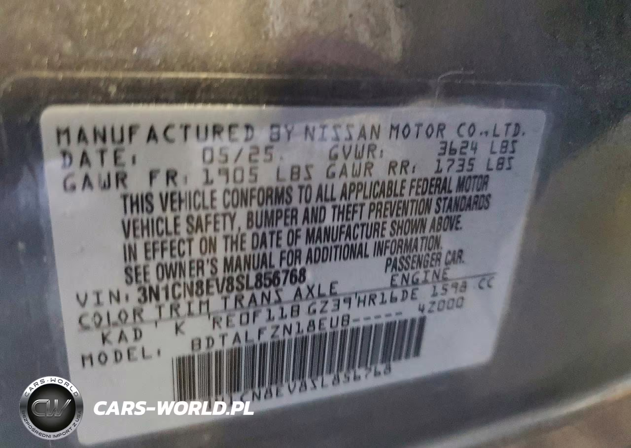 2025 Nissan Versa Sv VIN:3N1CN8EV8SL856768 - 12