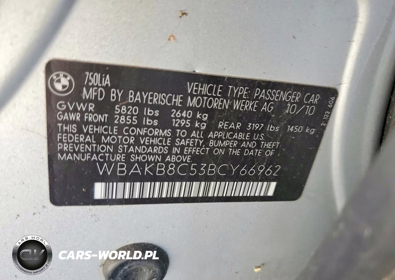 2011 BMW 750 Li VIN:WBAKB8C53BCY66962 - 12