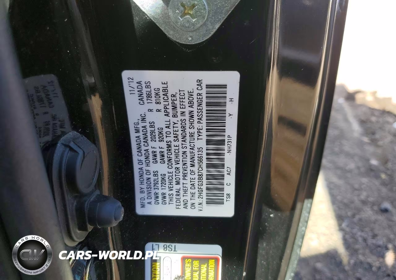 2012 Honda Civic Ex VIN:2HGFG3B87CH566135 - 12