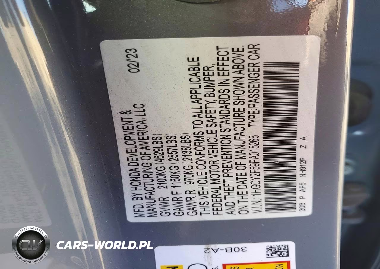 2023 Honda Accord Hybrid Sport VIN:1HGCY2F59PA015266 - 12
