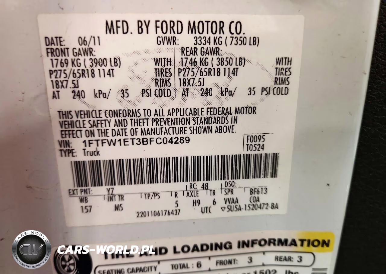 2011 Ford F150 Supercrew VIN:1FTFW1ET3BFC04289 - 12