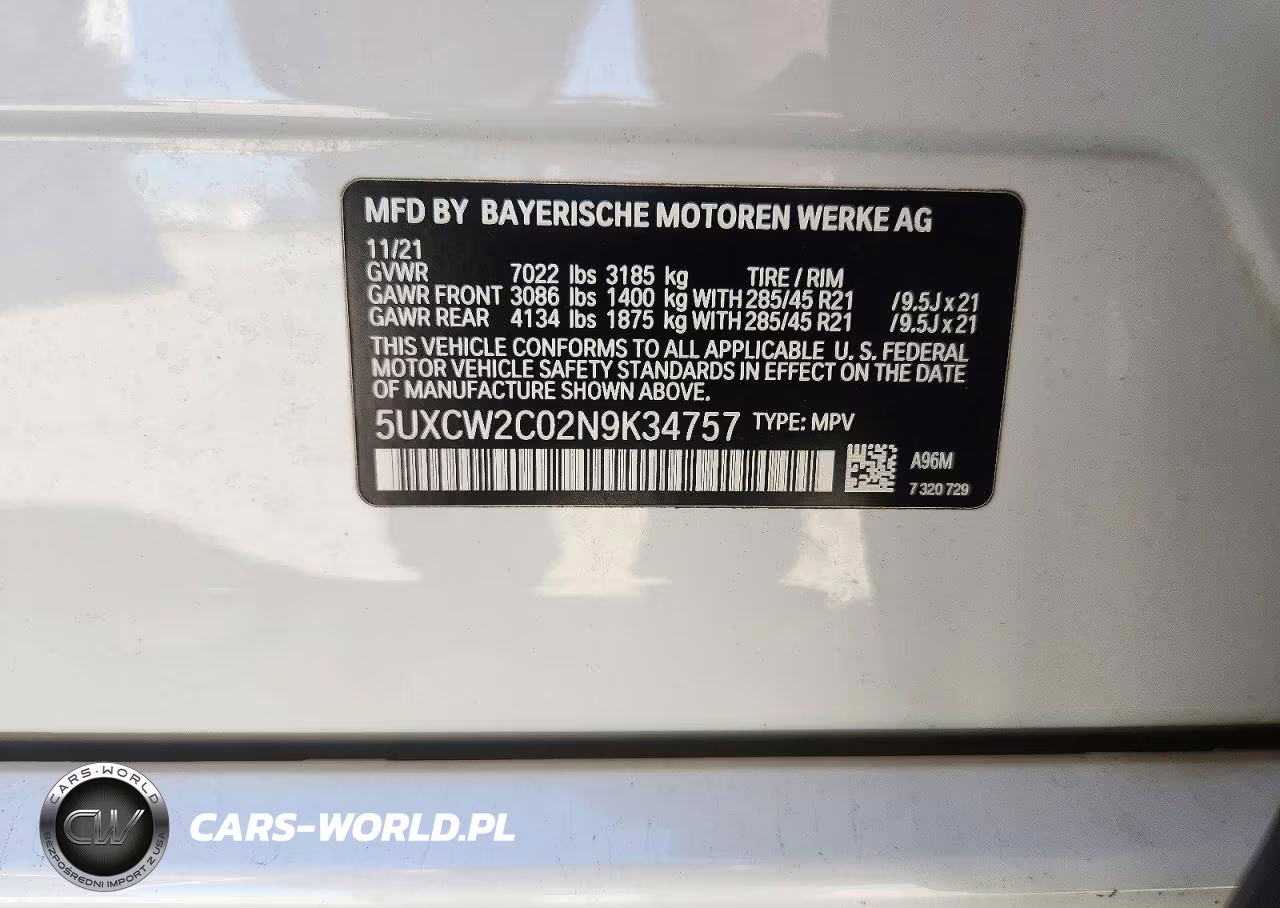 2022 BMW X7 xDrive40I VIN:5UXCW2C02N9K34757 - 14