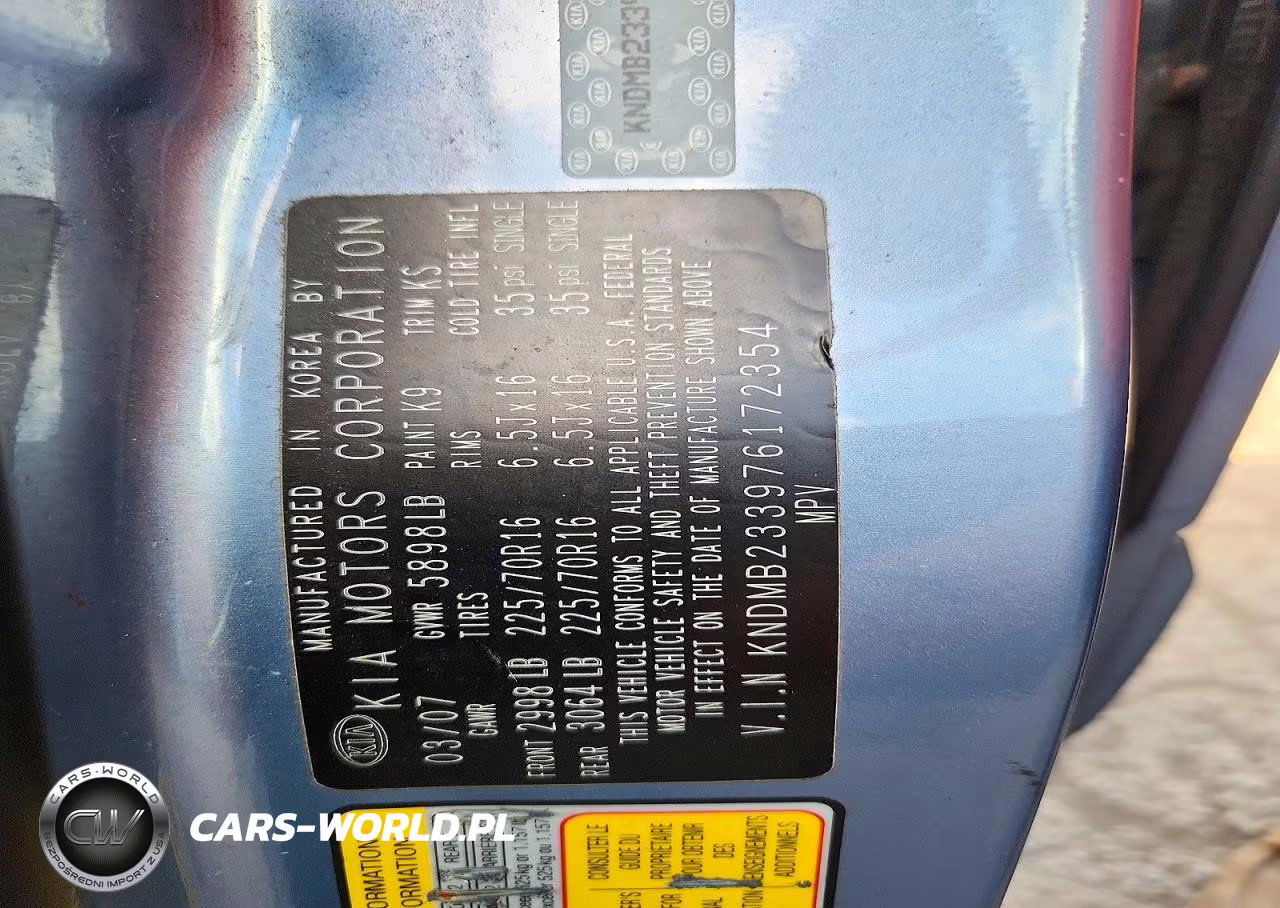 2007 Kia Sedona Base VIN:KNDMB233976172354 - 13