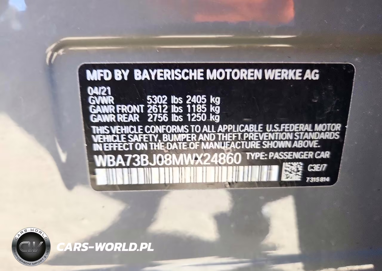 2021 BMW 540 Xi VIN:WBA73BJ08MWX24860 - 12