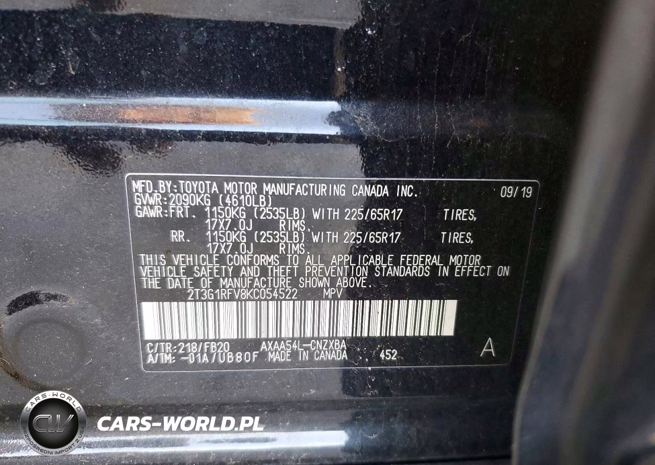 2019 Toyota Rav4 Le VIN:2T3G1RFV8KC054522 - 14