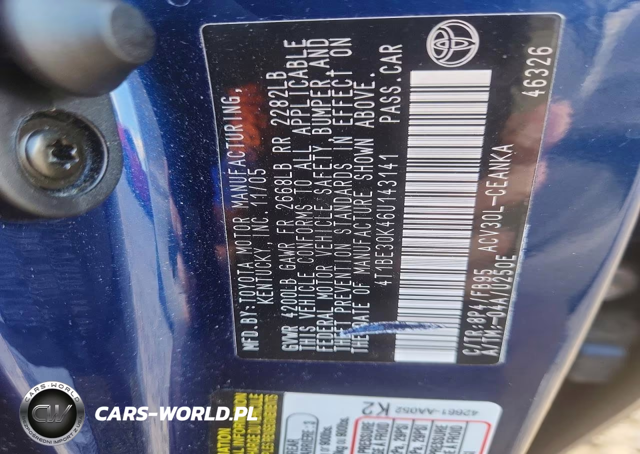 2006 Toyota Camry Le VIN:4T1BE30K46U143141 - 12