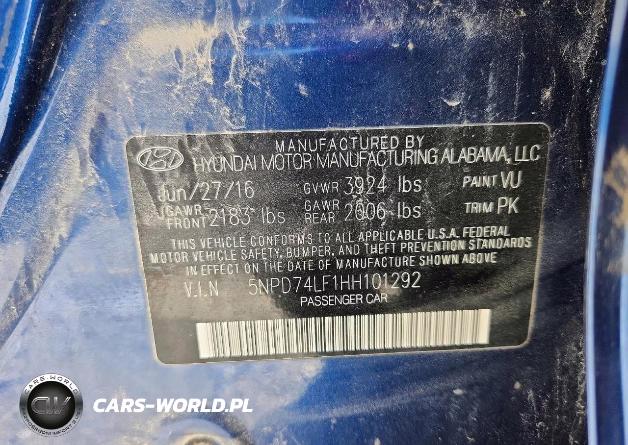 2017 Hyundai Elantra Se VIN:5NPD74LF1HH101292 - 12