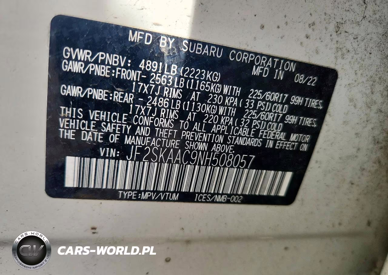 2022 Subaru Forester VIN:JF2SKAAC9NH508057 - 12