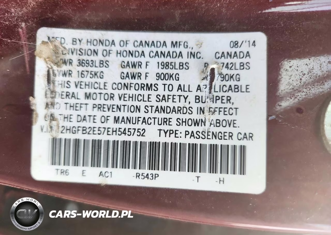 2014 Honda Civic Lx VIN:2HGFB2E57EH545752 - 12