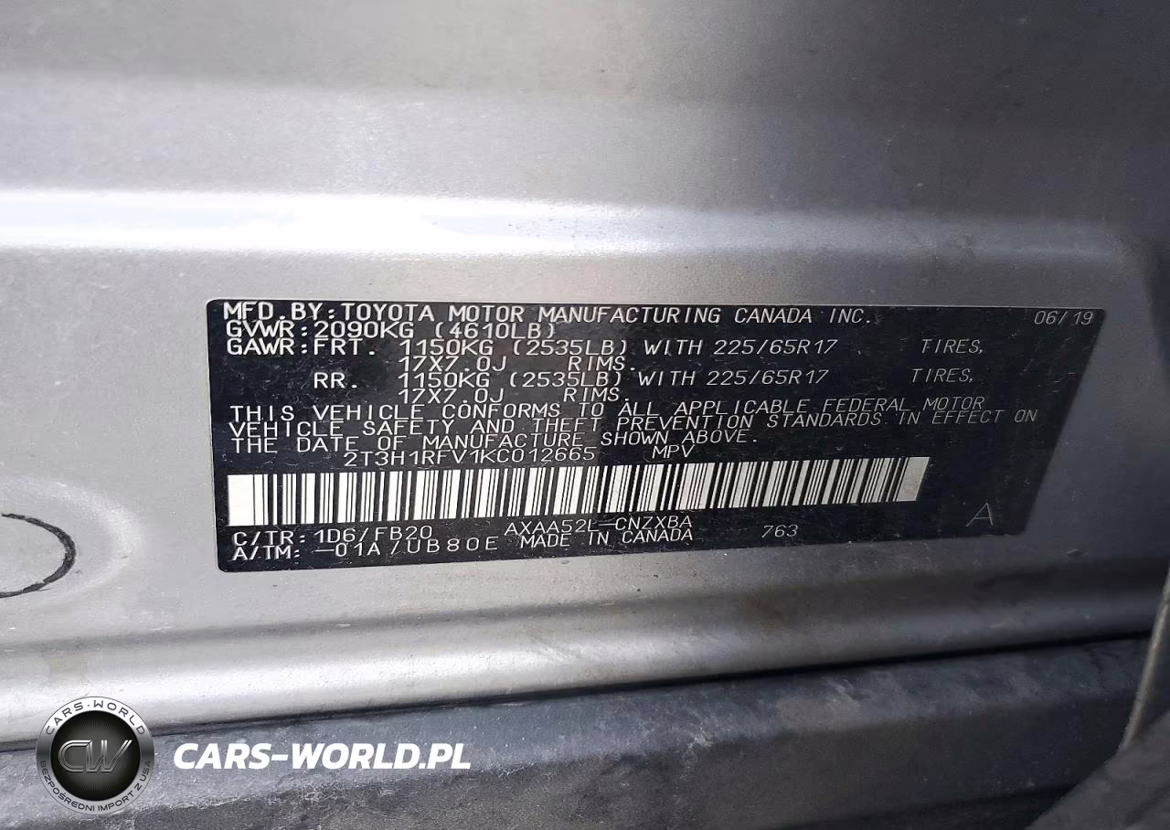 2019 Toyota Rav4 Le VIN:2T3H1RFV1KC012665 - 13