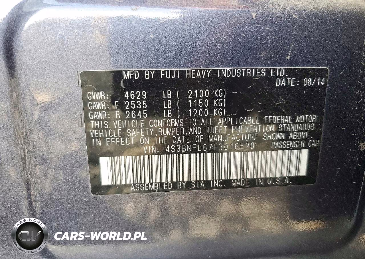 2015 Subaru Legacy 3.6R Limited VIN:4S3BNEL67F3016520 - 12