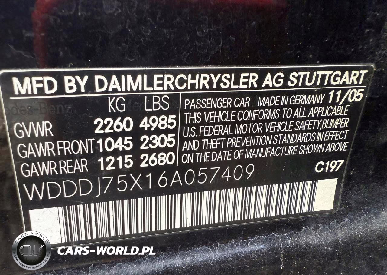 2006 Mercedes-Benz Cls 500C VIN:WDDDJ75X16A057409 - 10