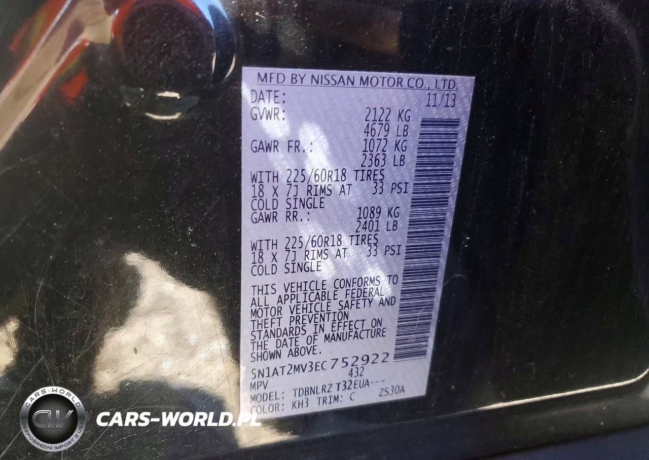 2014 Nissan Rogue Sl VIN:5N1AT2MV3EC752922 - 13