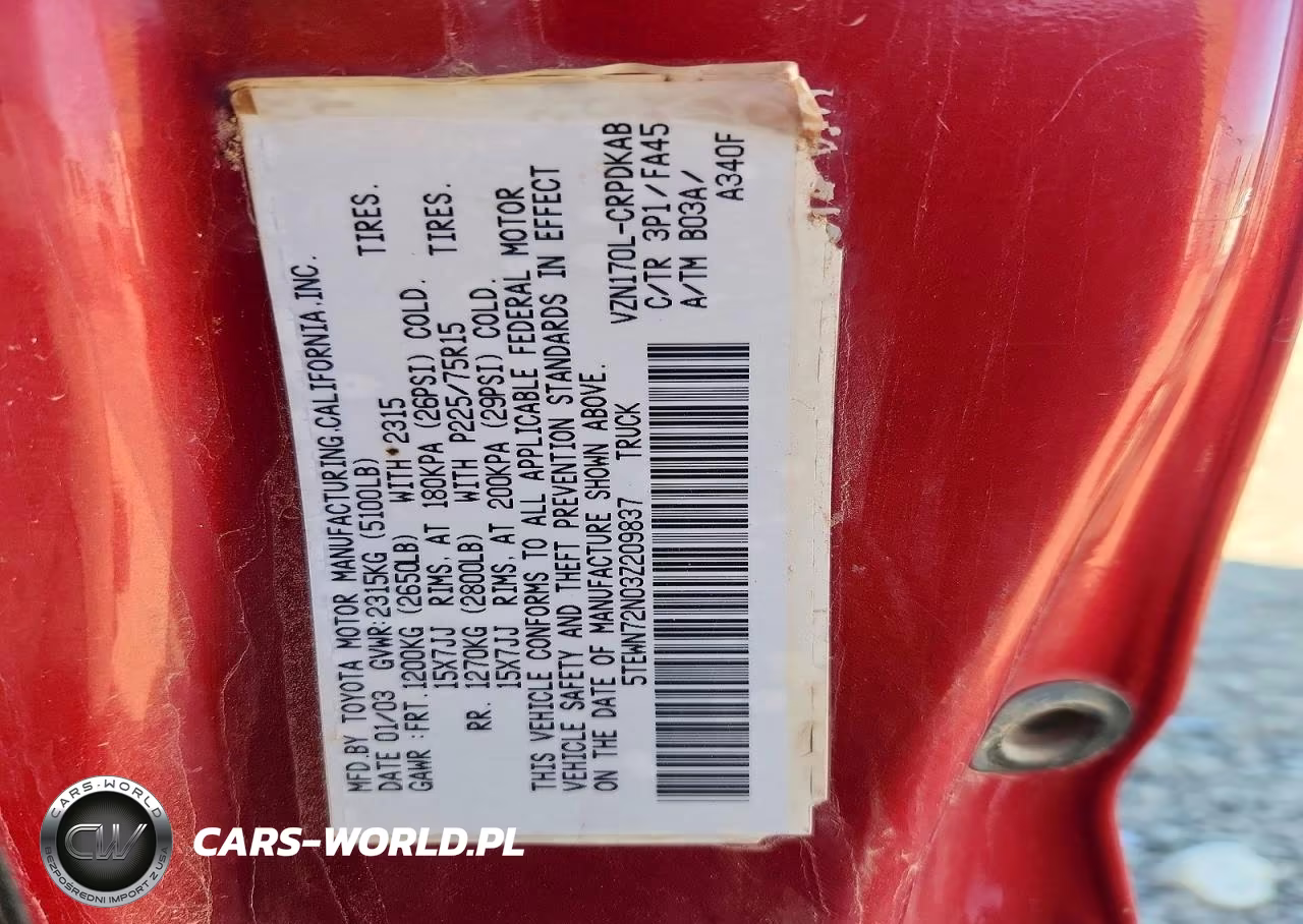 2003 Toyota Tacoma V6 VIN:5TEWN72N03Z209837 - 12