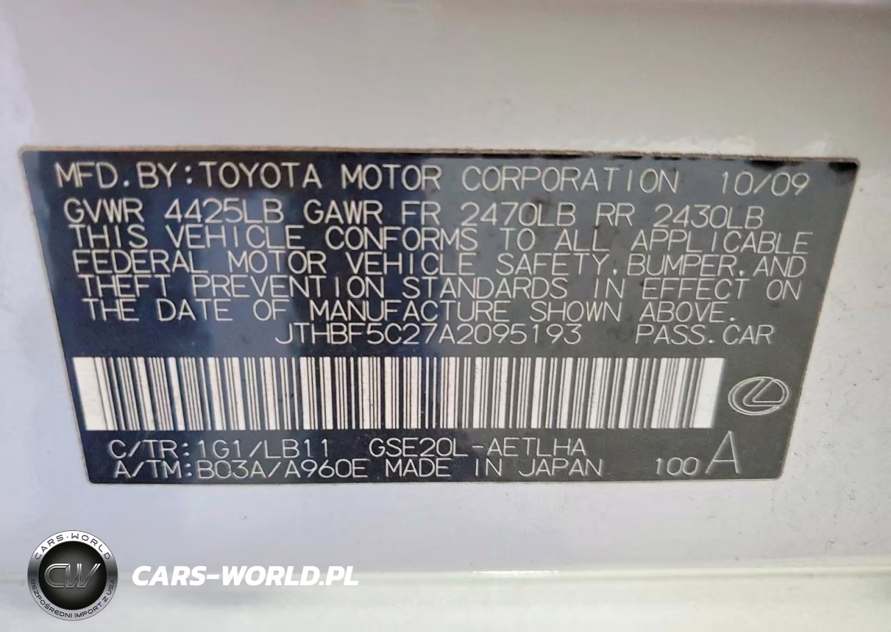2010 Lexus Is 250 Base VIN:JTHBF5C27A2095193 - 12