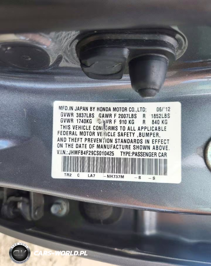 2012 Honda Civic Hybrid VIN:JHMFB4F29CS010425 - 12