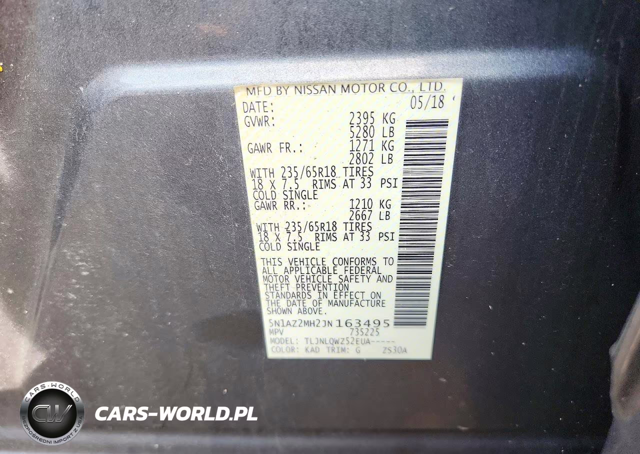 2018 Nissan Murano Sv VIN:5N1AZ2MH2JN163495 - 13