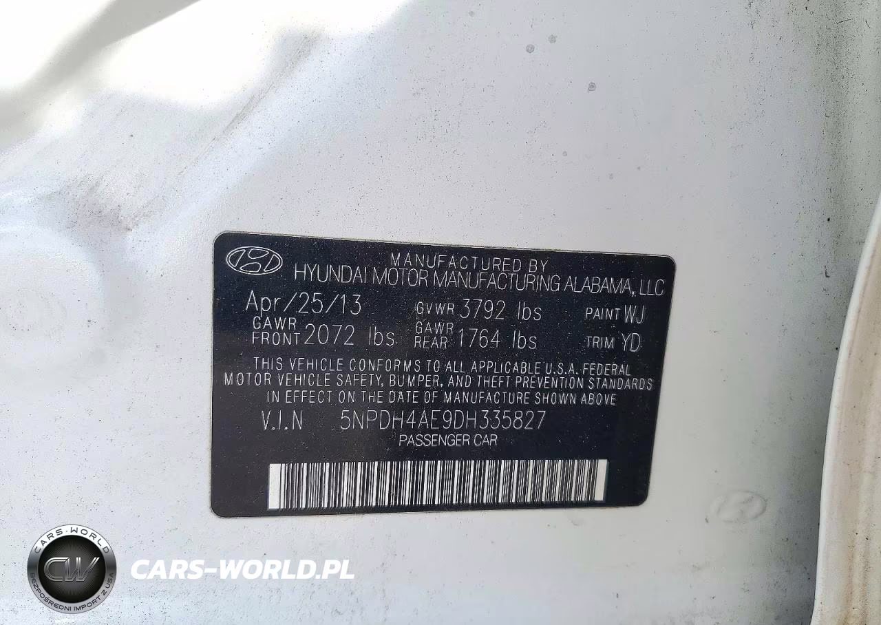 2013 Hyundai Elantra Gls VIN:5NPDH4AE9DH335827 - 13