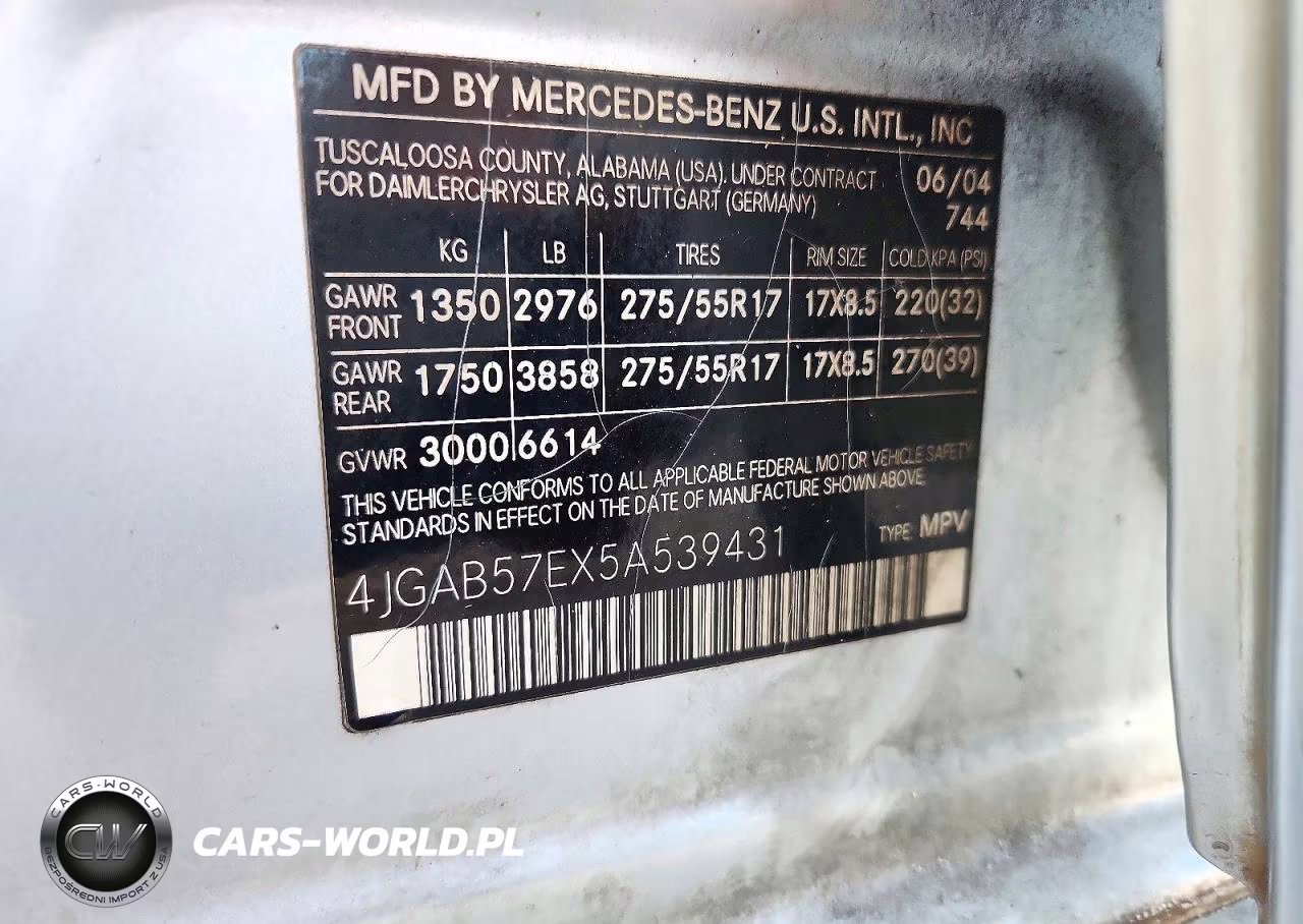 2005 Mercedes-Benz Ml 350 VIN:4JGAB57EX5A539431 - 13