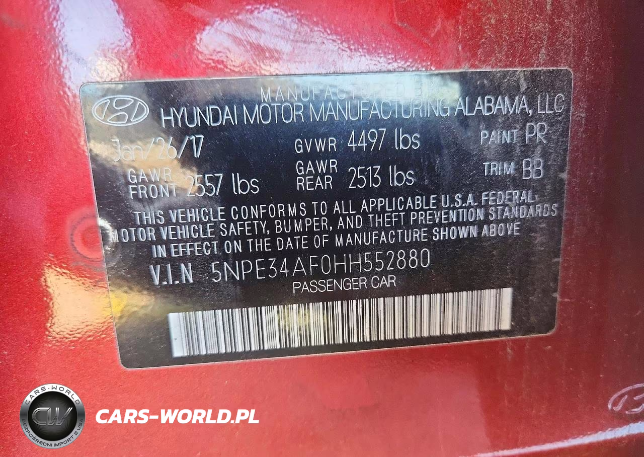 2017 Hyundai Sonata Limited VIN:5NPE34AF0HH552880 - 13