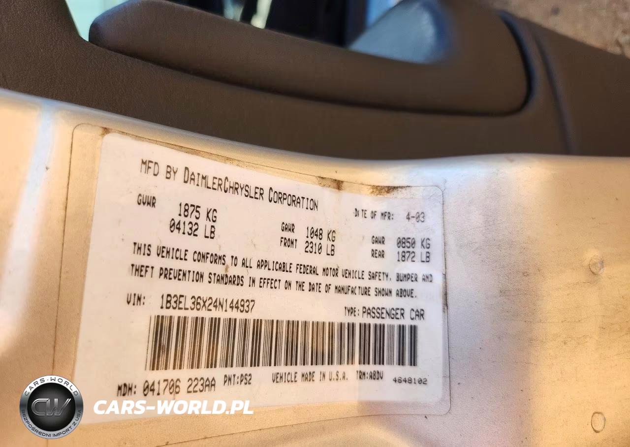2004 Dodge Stratus Se VIN:1B3EL36X24N144937 - 12
