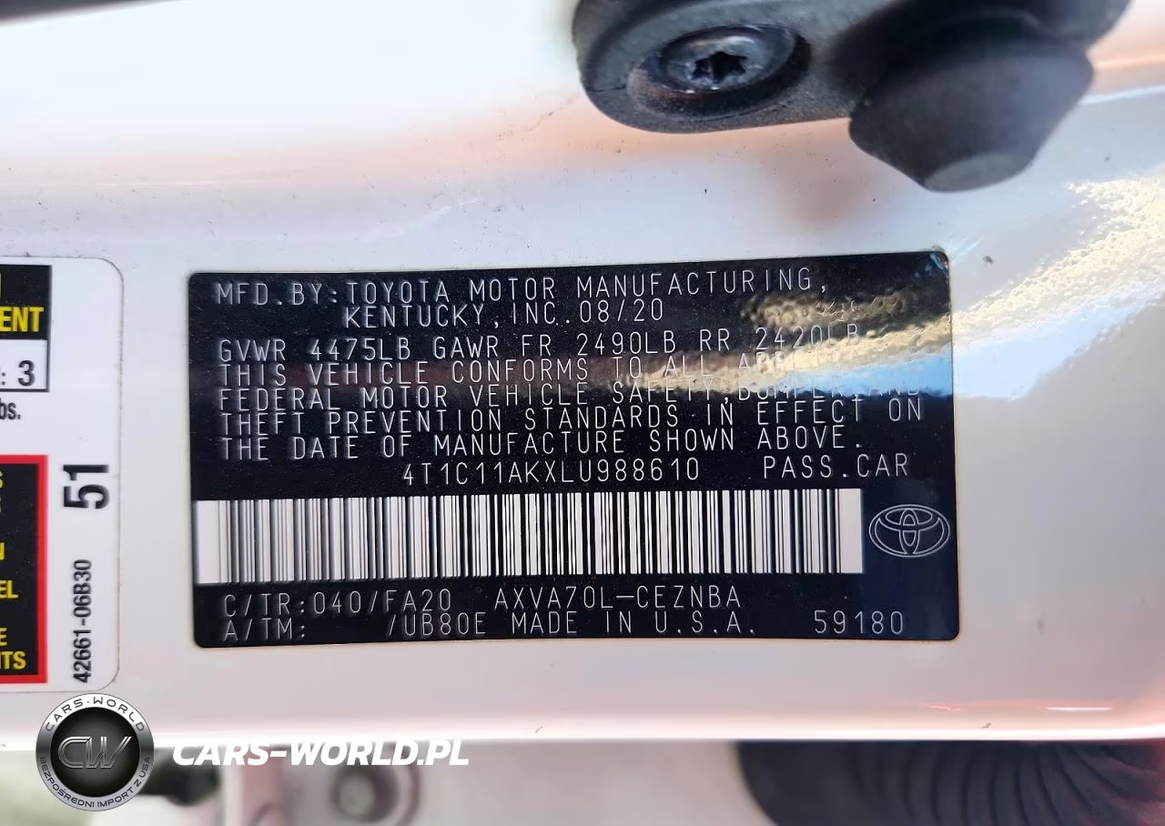 2020 Toyota Camry Le VIN:4T1C11AKXLU988610 - 12