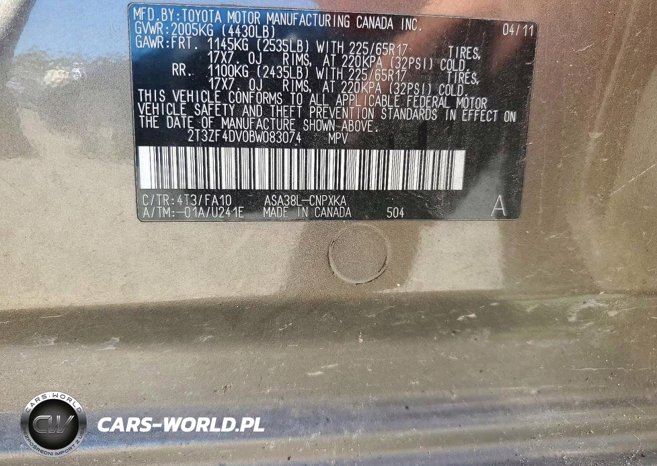 2011 Toyota Rav4 Base VIN:2T3ZF4DV0BW083074 - 13