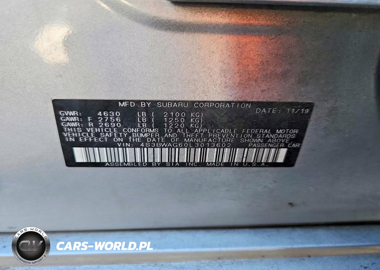 2020 Subaru Legacy Sport VIN:4S3BWAG60L3013602 - 12