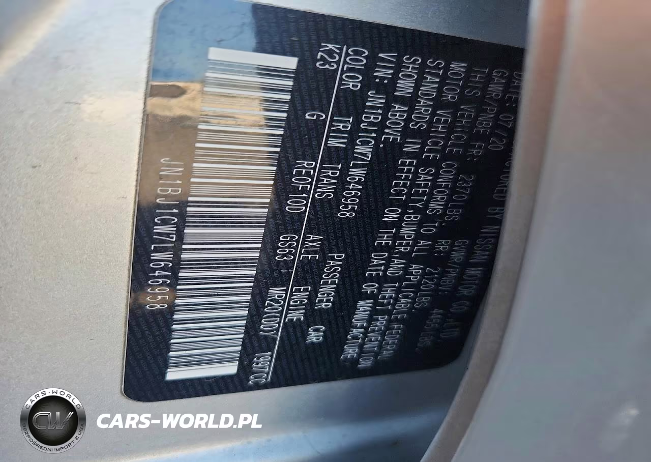 2020 Nissan Rogue Sport S VIN:JN1BJ1CW7LW646958 - 13
