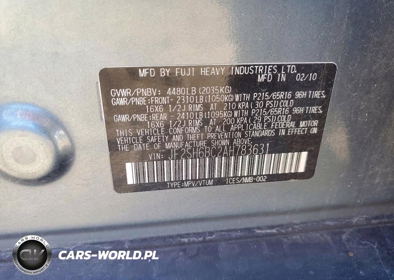 2010 Subaru Forester Xs VIN:JF2SH6BC2AH783631 - 13