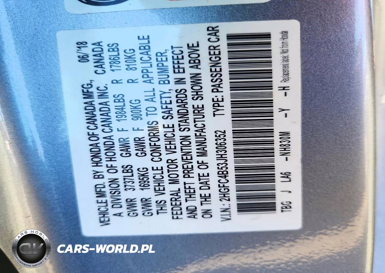 2018 Honda Civic Lx VIN:2HGFC4B53JH306352 - 12