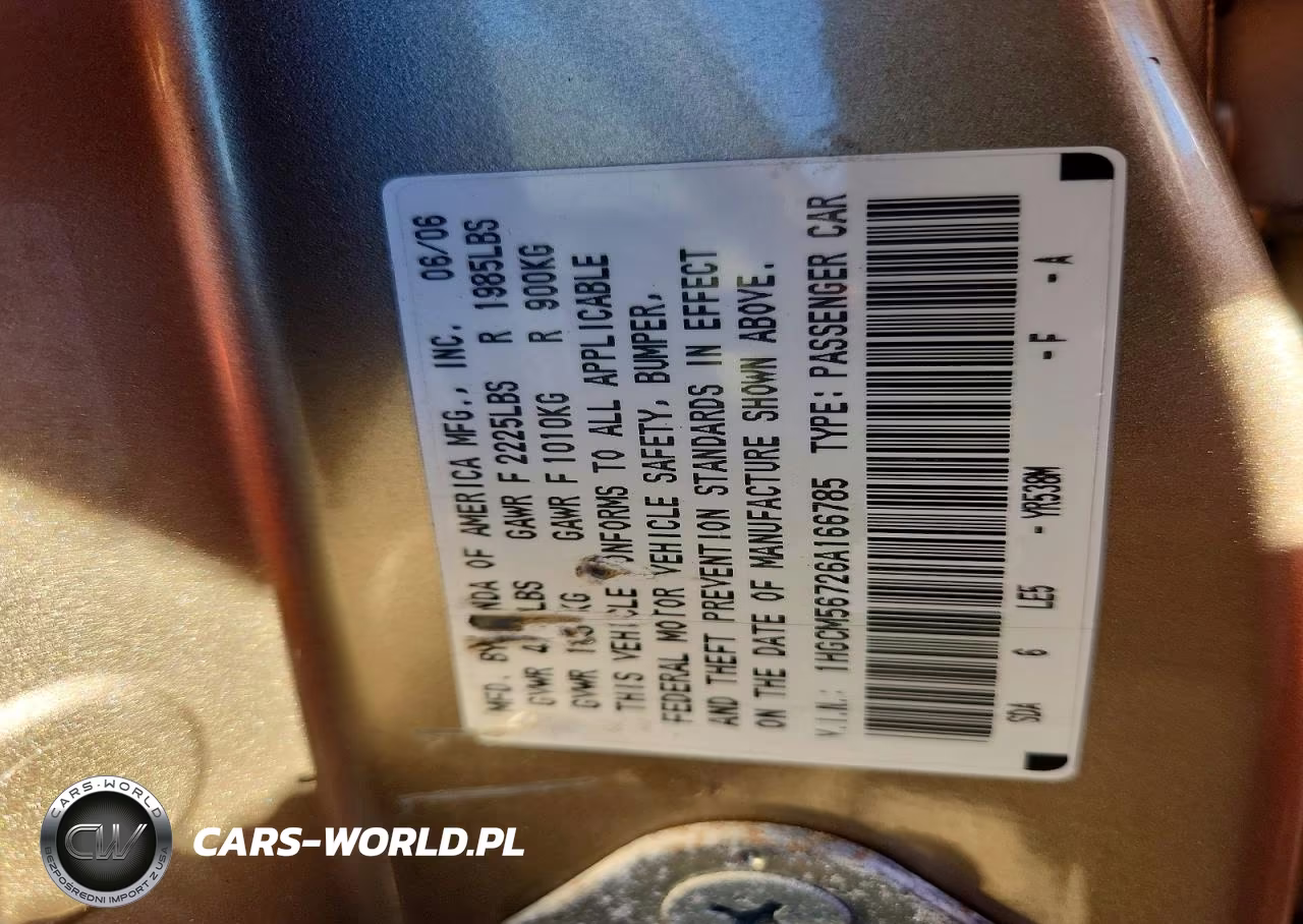 2006 Honda Accord Ex VIN:1HGCM56726A166785 - 12